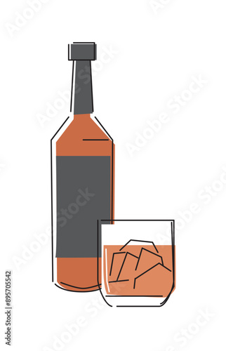 シンプルな線で描いたウイスキーのイラスト