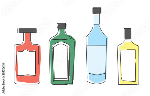 シンプルな線で描いたお酒のボトルのイラスト