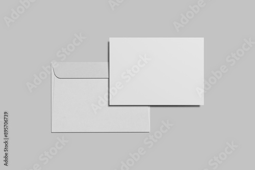 Blank White Envelope Mockup with an Invitation Card