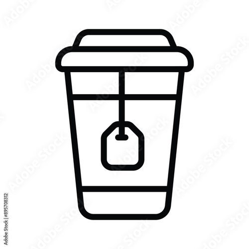 Coffee cup, hot beverage, tea cup with tea bag vector design