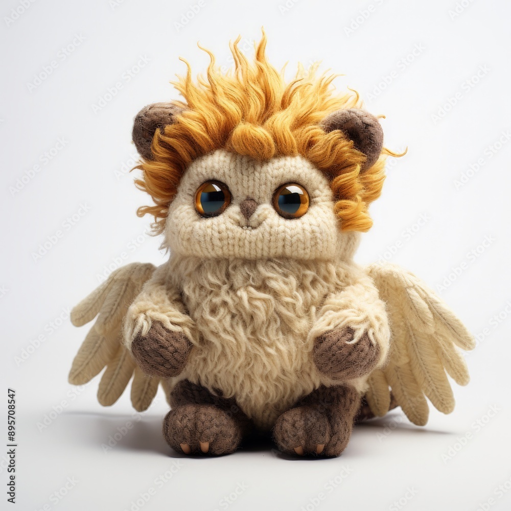 Fototapeta premium A cute, handmade griffin doll made from yarn