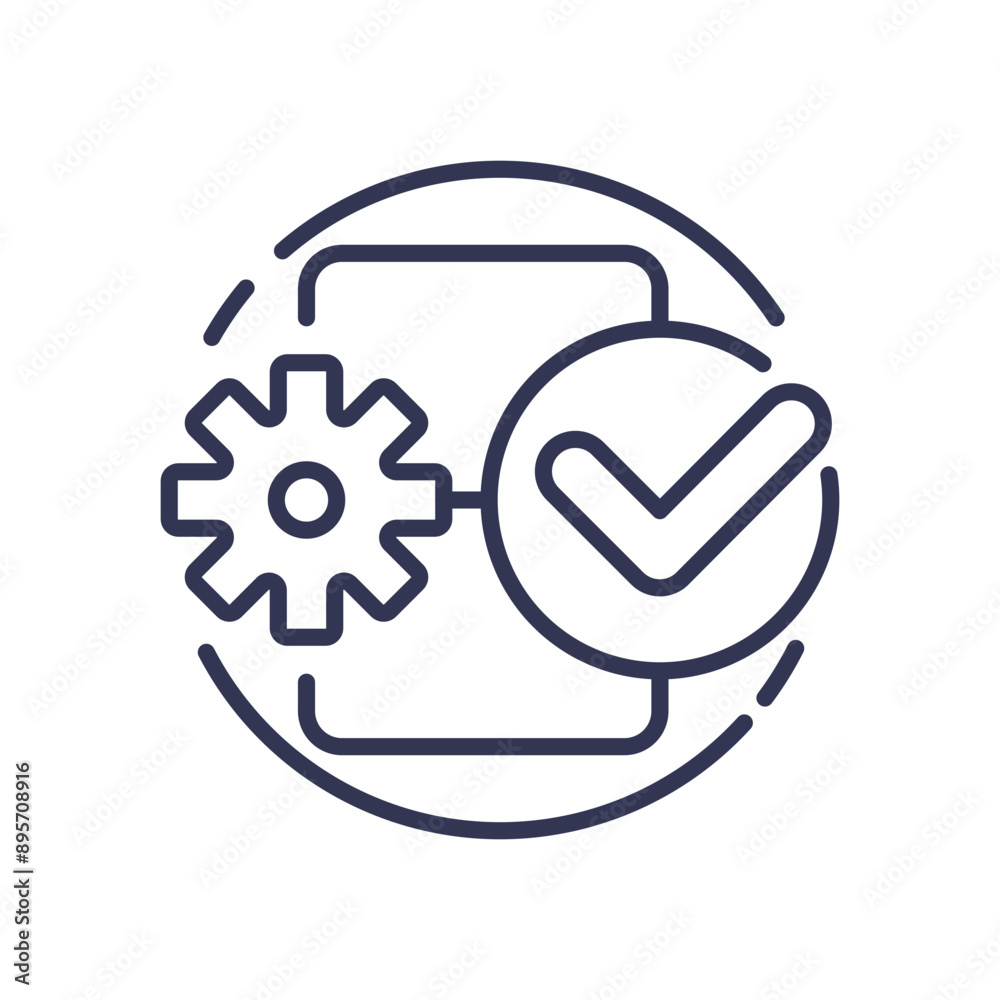 Gear and checkmark icon representing settings and approval.