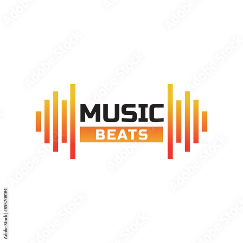 Colorful music bars visualization vector graphic design template.