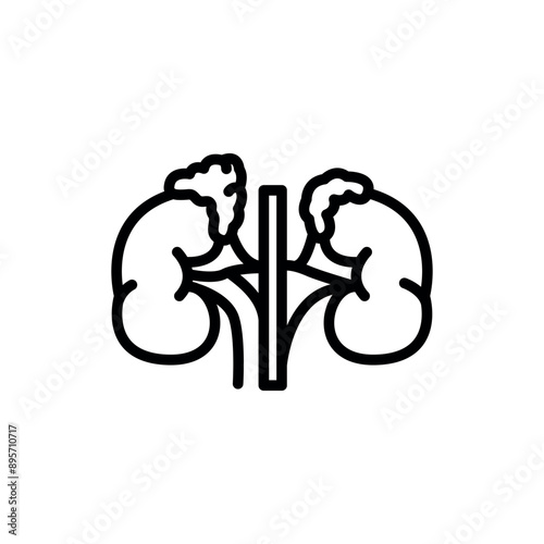 Adrenalectomy black line icon. Operations on the abdominal cavity.