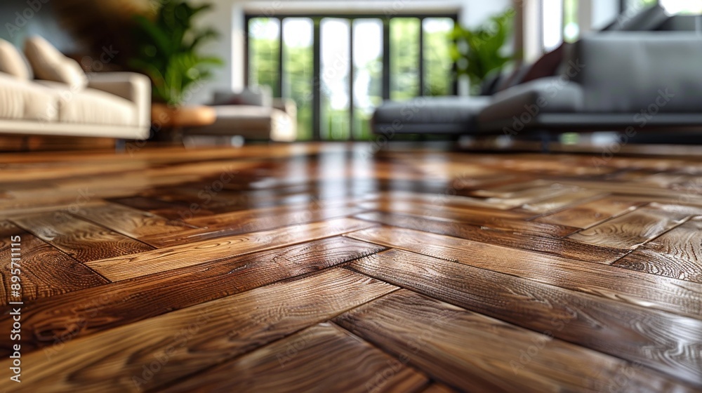 Luxurious hardwood flooring in a modern living room - generative ai