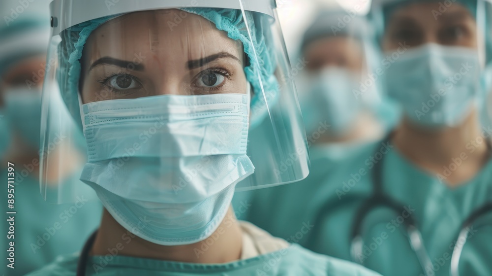 Healthcare workers in masks and full protective gear are focused on their tasks, displaying dedication and professionalism in a setting that highlights their essential roles. Healthcare workers in masks and full protective gear are focused on their tasks, displaying dedication and professionalism in a setting that highlights their essential roles.