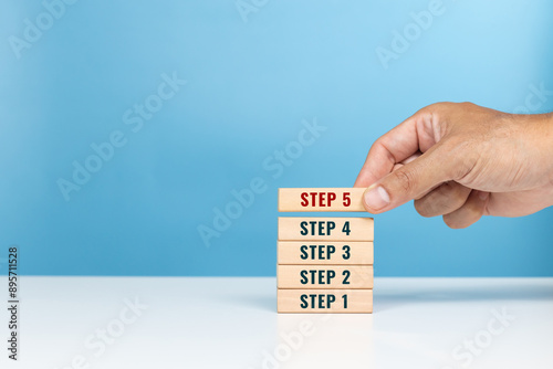 Obraz na plátne Step, begin, important start, method and step process concept