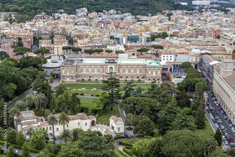 Fototapeta premium Aerial view on Vatican's Gardens, Rome, Italy