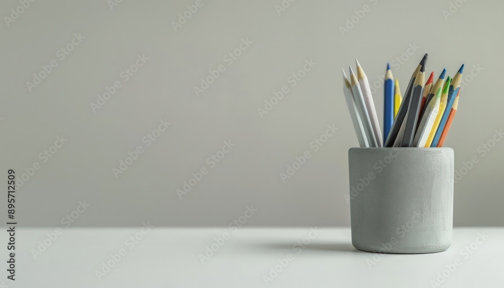 Studio-lit stationery in grey pencil pot, ideal for high-resolution use. Studio-lit stationery in grey pencil pot, ideal for high-resolution use.