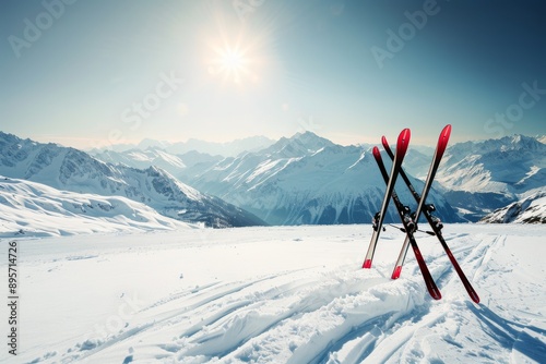 Alpine Ski Scene With Mountain Views