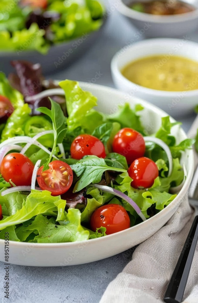 Green Salad With Tomatoes and Red Onion Green Salad With Tomatoes and Red Onion