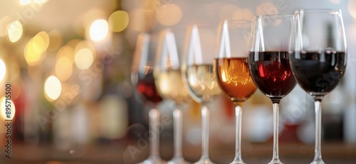 Wine Glasses on a Bar Counter
