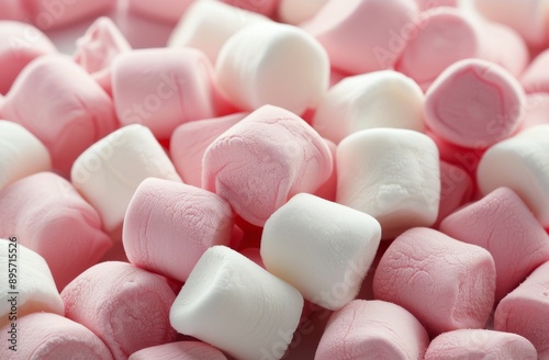 Pink and White Marshmallows Close-Up