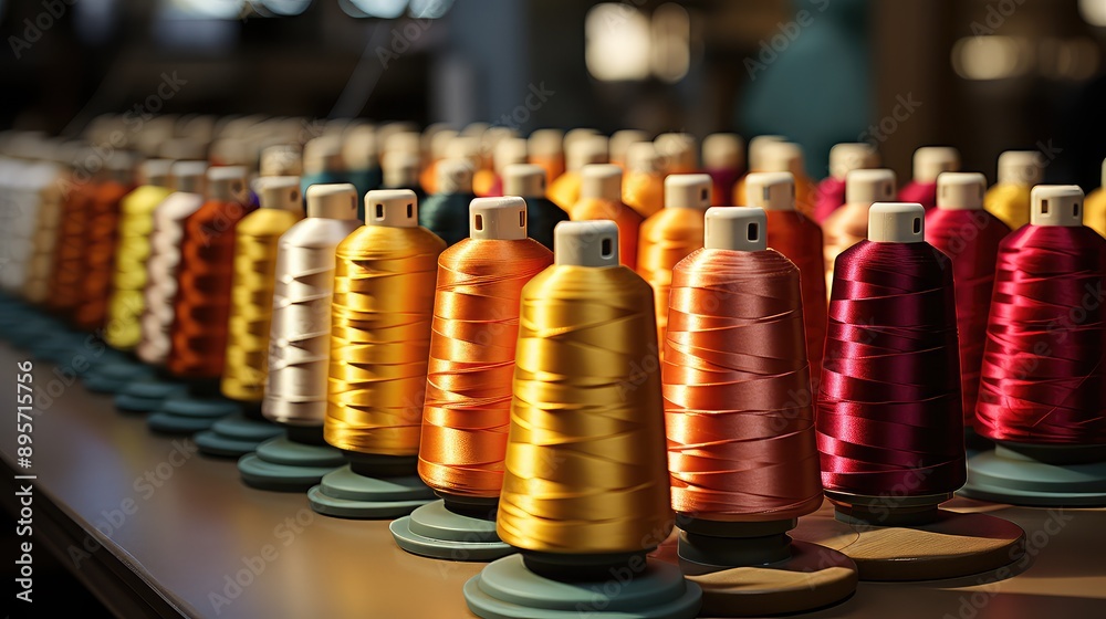 Colorful spools of thread on the stand Colorful spools of thread on the stand