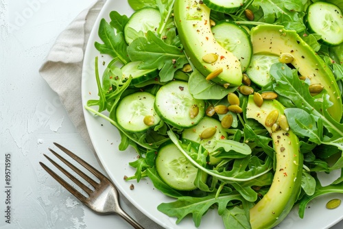 Avocado Cucumber Salad With Arugula