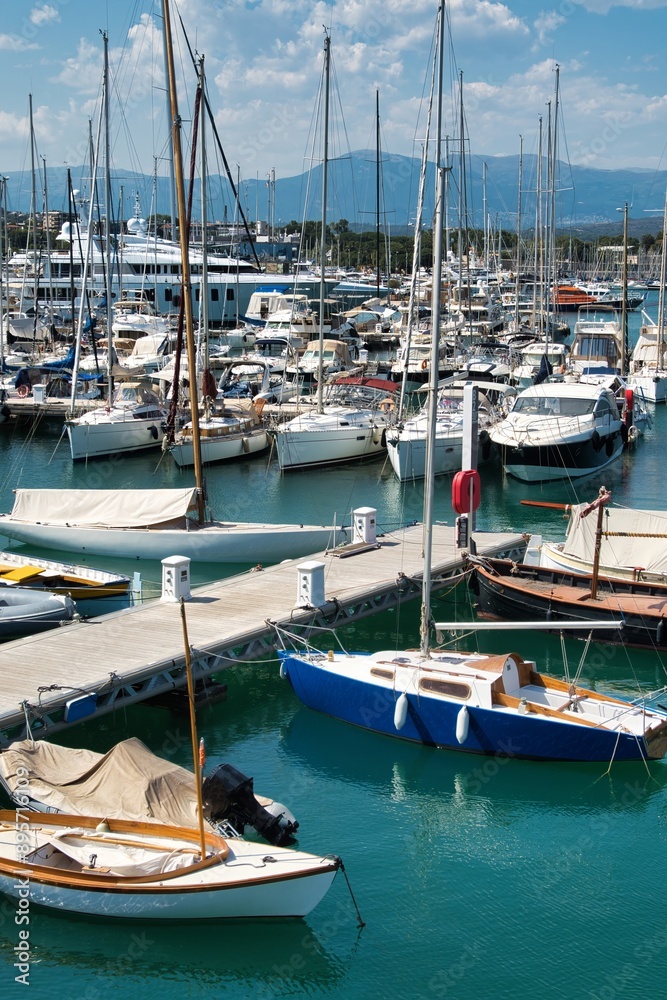 Sea and port with boats in Antibes, France Sea and port with boats in Antibes, France