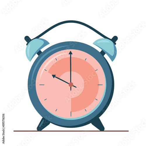 Alarm clock. The best time for sleeping. Flat design vintage morning wake up device. Circadian rhythms. Education or study sticker, icon. Vector illustration isolated on white background