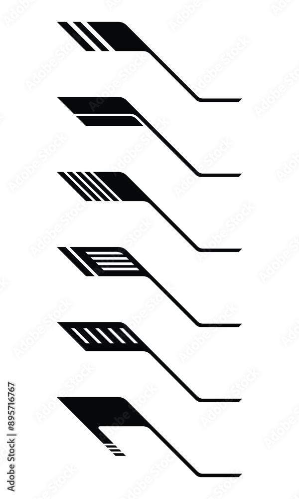 Set of racing geometry striped car wrap decal Set of racing geometry striped car wrap decal
