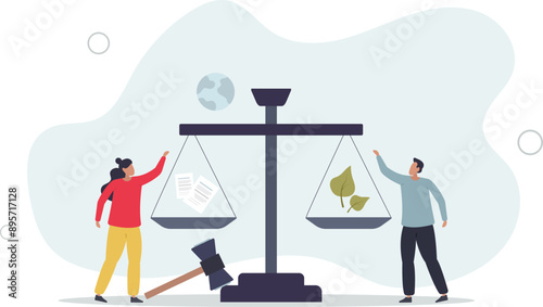 Green policy as governmental environment strategy plan.Legal agreement to protect planet ecosystem and nature resources recycling .flat design.illustration with people.