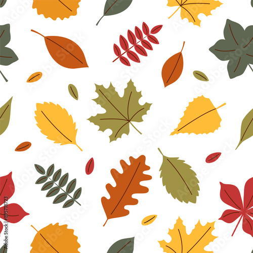 Autumn leaves seamless pattern. Autumn leaves background.