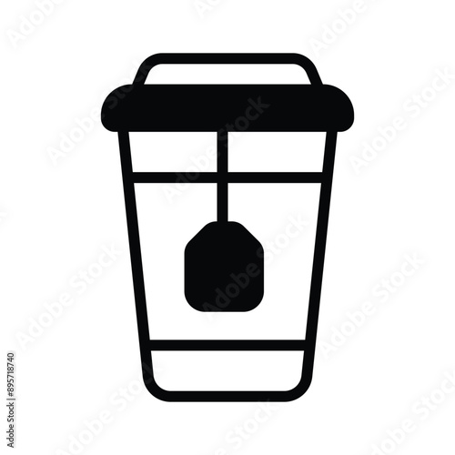 Coffee cup, hot beverage, tea cup with tea bag vector design