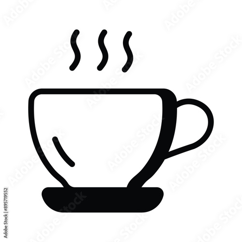 Coffee cup, hot beverage, tea cup with steam vector design