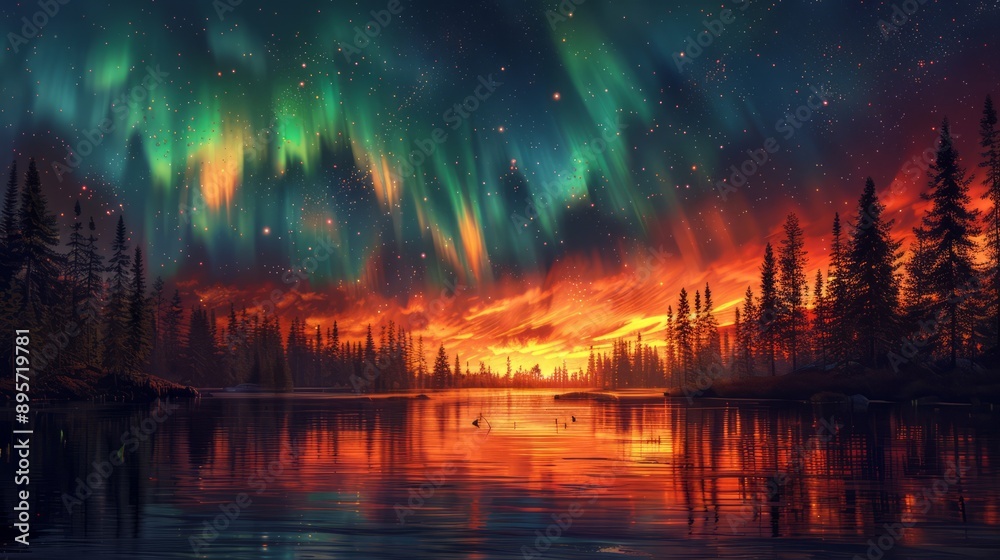 Naklejka premium aurora night view,travel --ar 16:9 --stylize 750 Job ID: f2ce10df-6f30-4bda-8eaa-c909a6014516