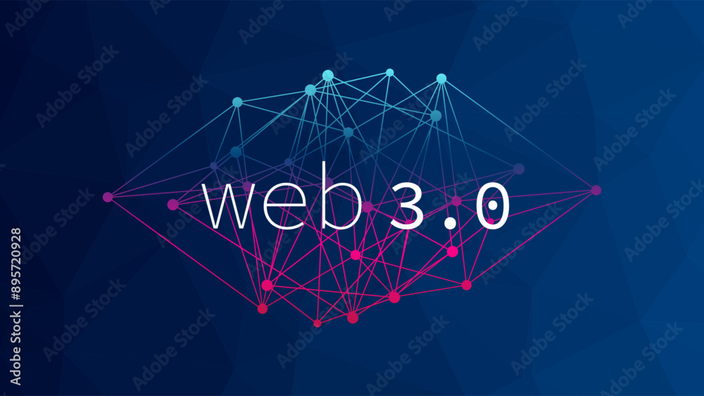 Fototapeta premium Decentralized internet web3.0. Network with blockchain, cryptocurrency, and decentralization. Abstract geometry background for illustration, marketplace, design element