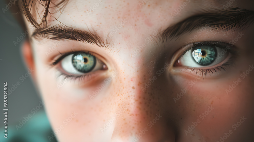 Detailed Portrait of a Caucasian Teenager with Bright Eyes and Casual Attire Soft Lighting Detailed Portrait of a Caucasian Teenager with Bright Eyes and Casual Attire Soft Lighting