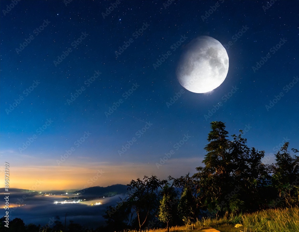 Moon and stars in the sky. Nature background. Moon and stars in the sky. Nature background.