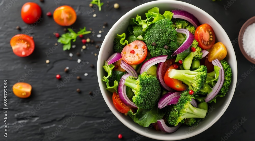 Fresh Salad With Broccoli, Tomatoes, and Onion Fresh Salad With Broccoli, Tomatoes, and Onion