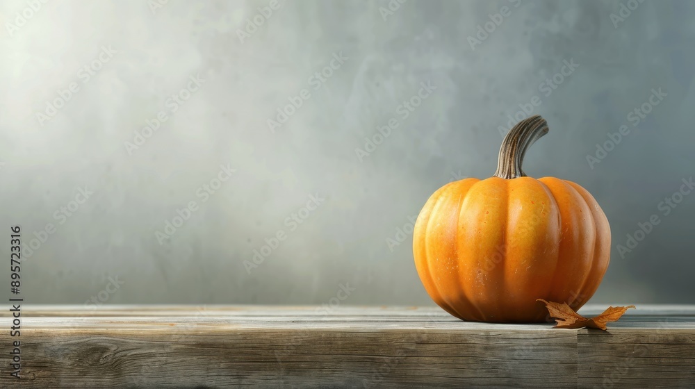 A pumpkin sits on a wooden table A pumpkin sits on a wooden table