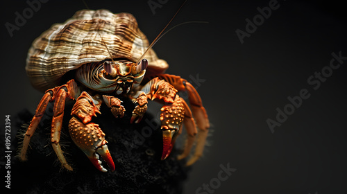 hermit crab on black
