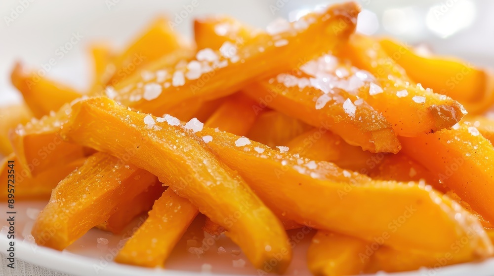 A plate of french fries with salt sprinkled on top A plate of french fries with salt sprinkled on top