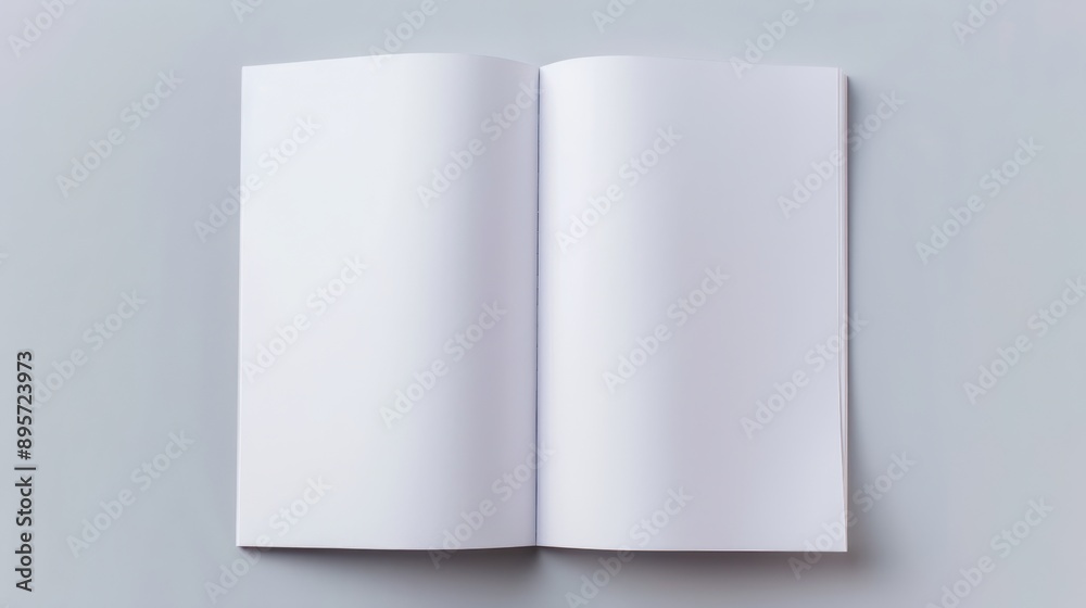 A book is open to a blank page