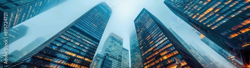 Cityscape With Tall Buildings at Dusk