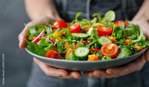 Hands Holding a Fresh Salad