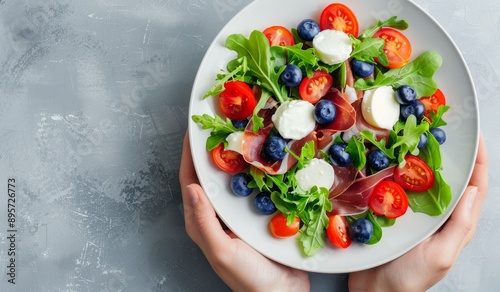 Fresh Salad With Mozzarella, Tomatoes, and Blueberries