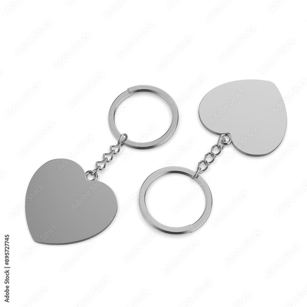 Heart shape pendant keychain ring blank template 3d render illustration. Heart shape pendant keychain ring blank template 3d render illustration.