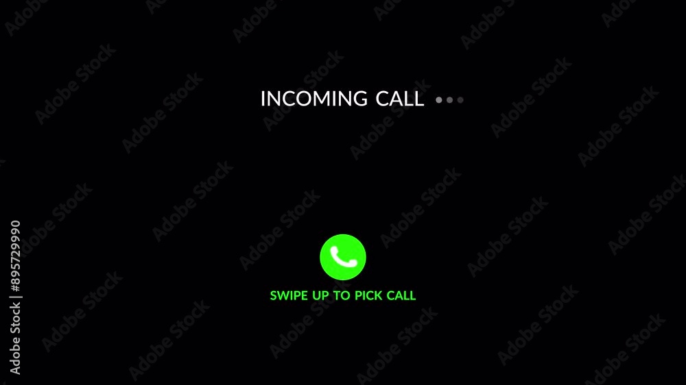 Incoming call ring icon background, swipe up call ringing animation on black background.