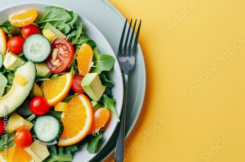 Fresh Salad With Avocado, Orange, and Cucumber