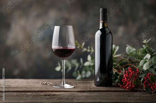 Red Wine Pouring Into Glass on Wooden Table