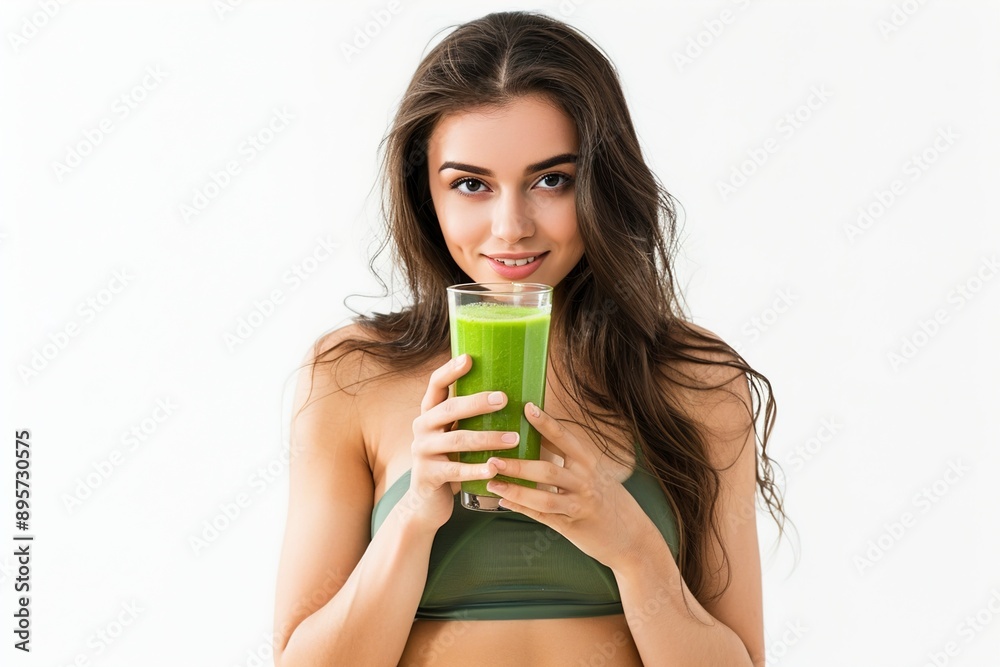 A beautiful young woman holding a healthy green A beautiful young woman holding a healthy green
