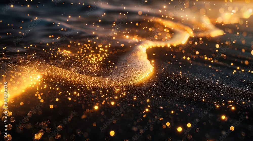Obraz premium Black sand turning into golden pixels, digital alchemy concept,