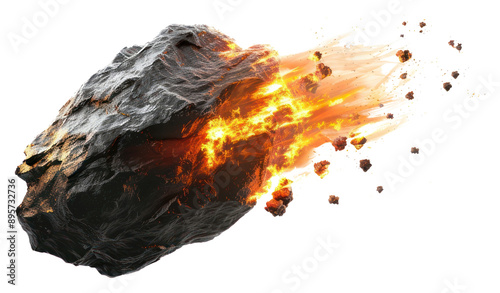PNG Fiery meteor streaking through space