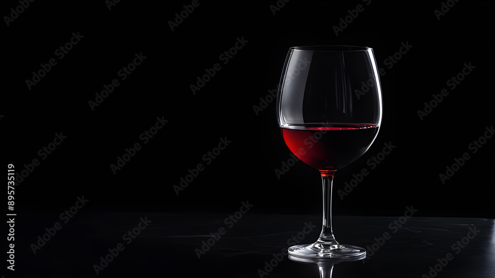 Red wine in a glass on a black background with copy space. Red wine in a glass on a black background with copy space.