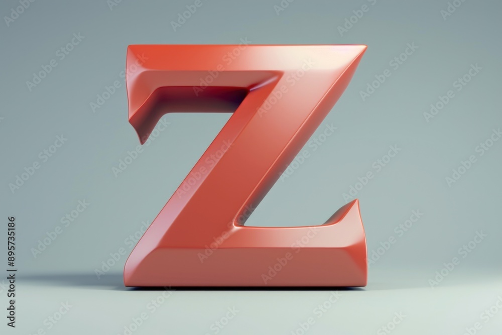 Glossy 3D letter Z in vibrant red on a soft blue background. Glossy 3D letter Z in vibrant red on a soft blue background.