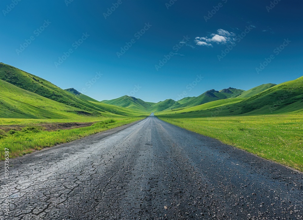 Empty Road in Mountain Valley