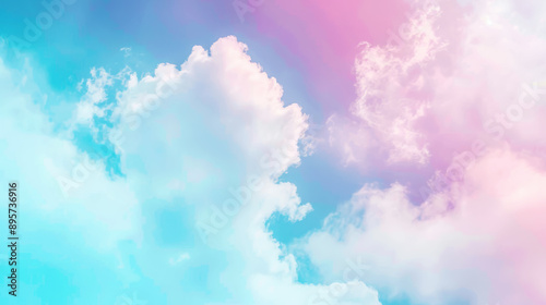 Wallpaper or web banner background, soft gradient from pink to blue, fluffy texture effect. Generative AI