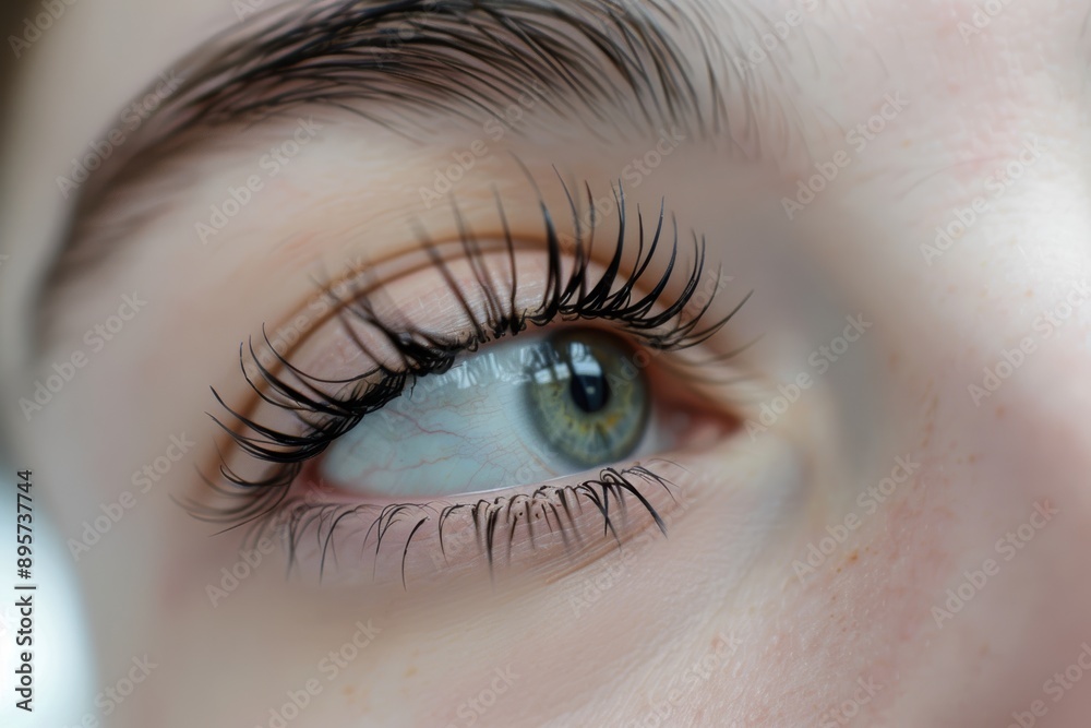 Close up of eye with eyelash extensions ,beauty salon treatment Close up of eye with eyelash extensions ,beauty salon treatment